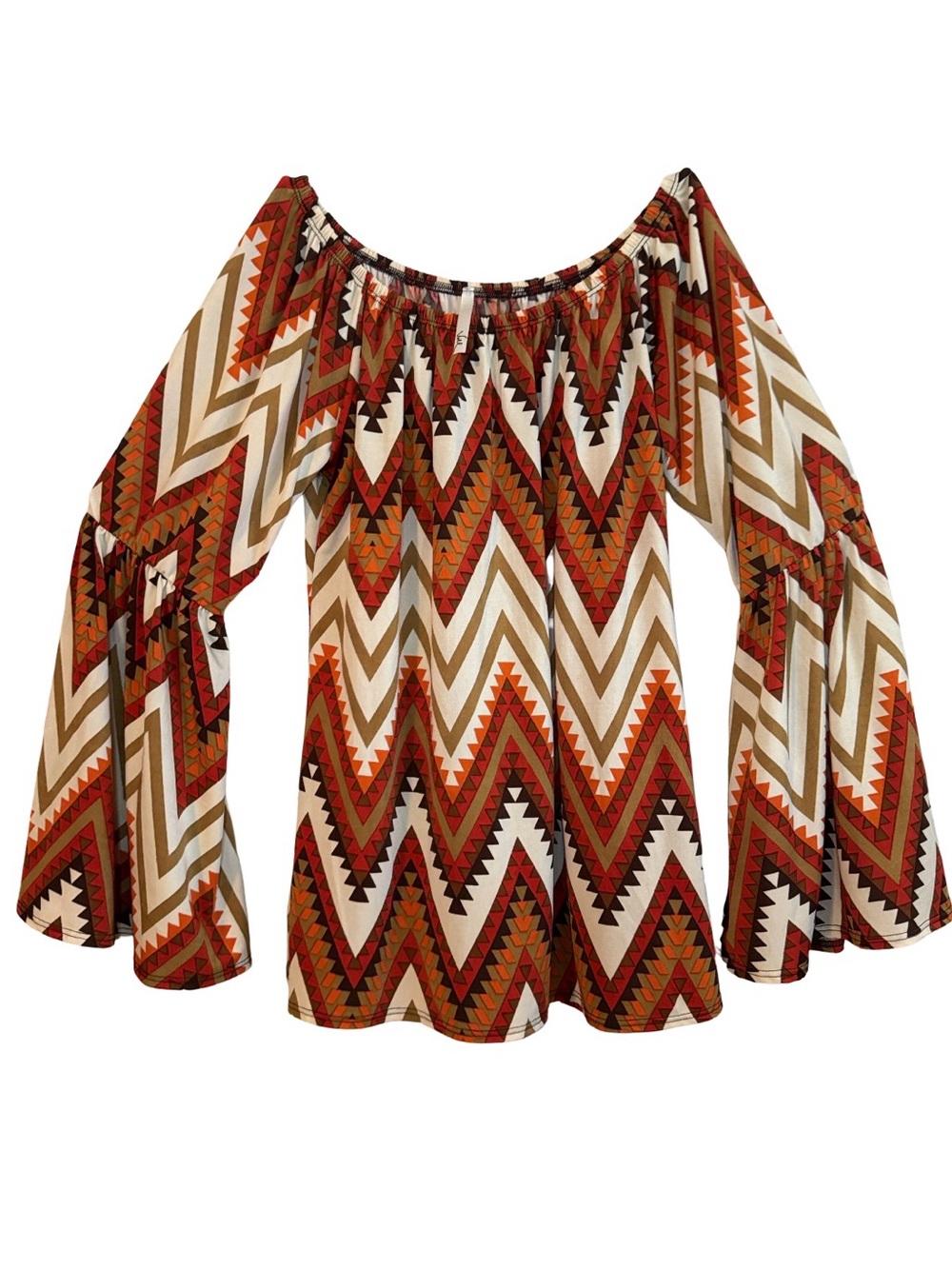 Voll Style Chevron top in Rust, Cream, and Brown  pit to pit 18”